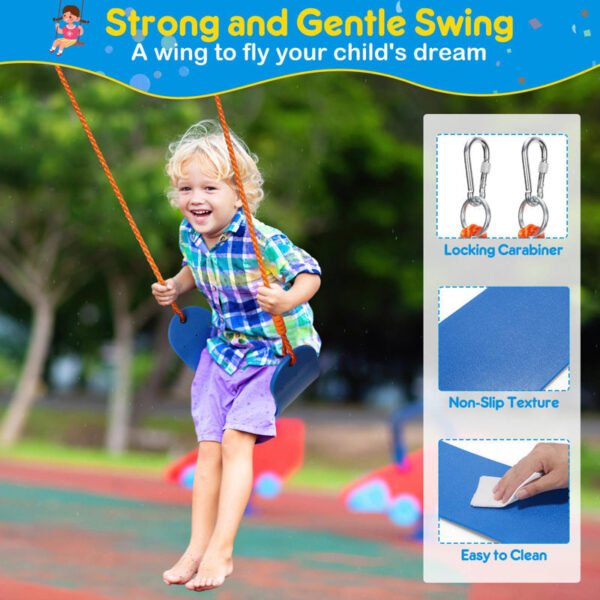 Jovego 690lbs 2 Seat Swing Set for Backyard, 1 Saucer Swing and 1 Belt Swing with Heavy Duty Outdoor A-Frame Metal Swing Stand for Playground, Playset - Image 4
