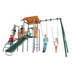 Sportspower Big Ridge Heavy Duty Metal Swing Set with Lifetime Warranty on 8' Double Wall Slide