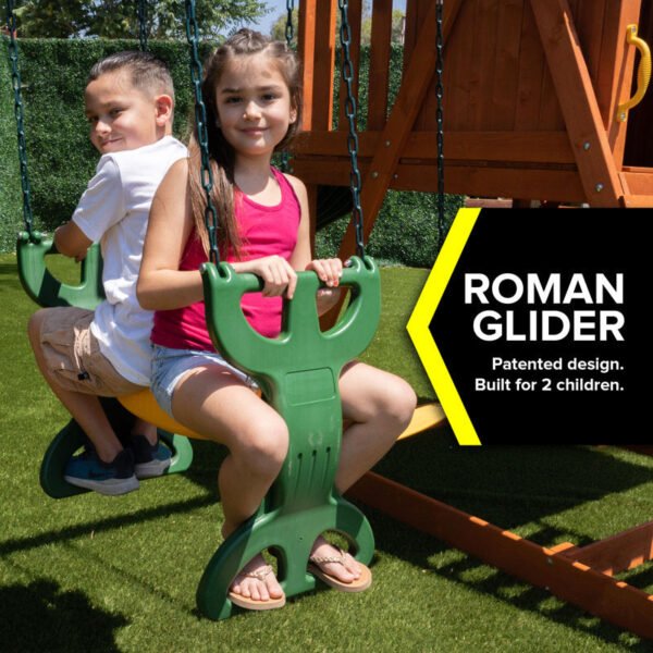 Sportspower Oak Grove Wooden Swing Set with Lifetime Warranty on 8' Blow Molded Slide - Image 8