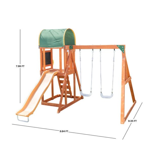 The Swing Company North Star Wooden Swing Set with Slide and LED Light up Swing Seats - Image 4