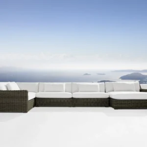 Coopandfeathers Outdoor Three Piece Sectional in Starboard Snow